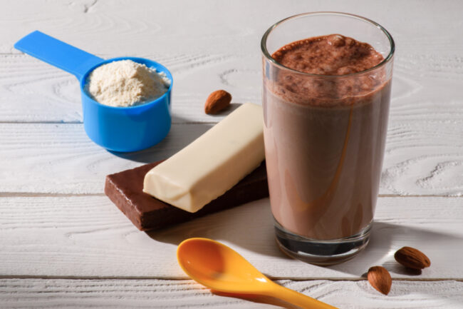 Protein bars, shake and powder