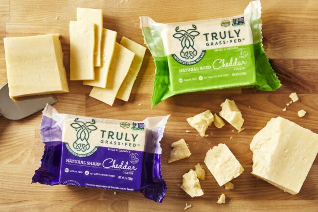 Truly Grass Fed cheese wedges natural sharp natural aged cheddar