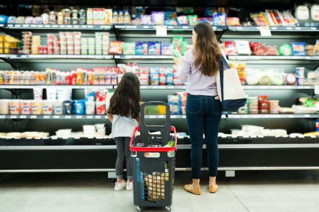 dairy aisle shoppers shopping consumers retail