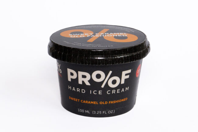 PROOF Hard Ice Cream Sweet Caramel Old Fashioned dairy alcohol content 5% ABV single serving size