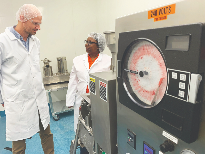 Allied Technology Food Scientists Matt Buss , Director of Research and Development with Leslie Boone, Director of Analog Technology