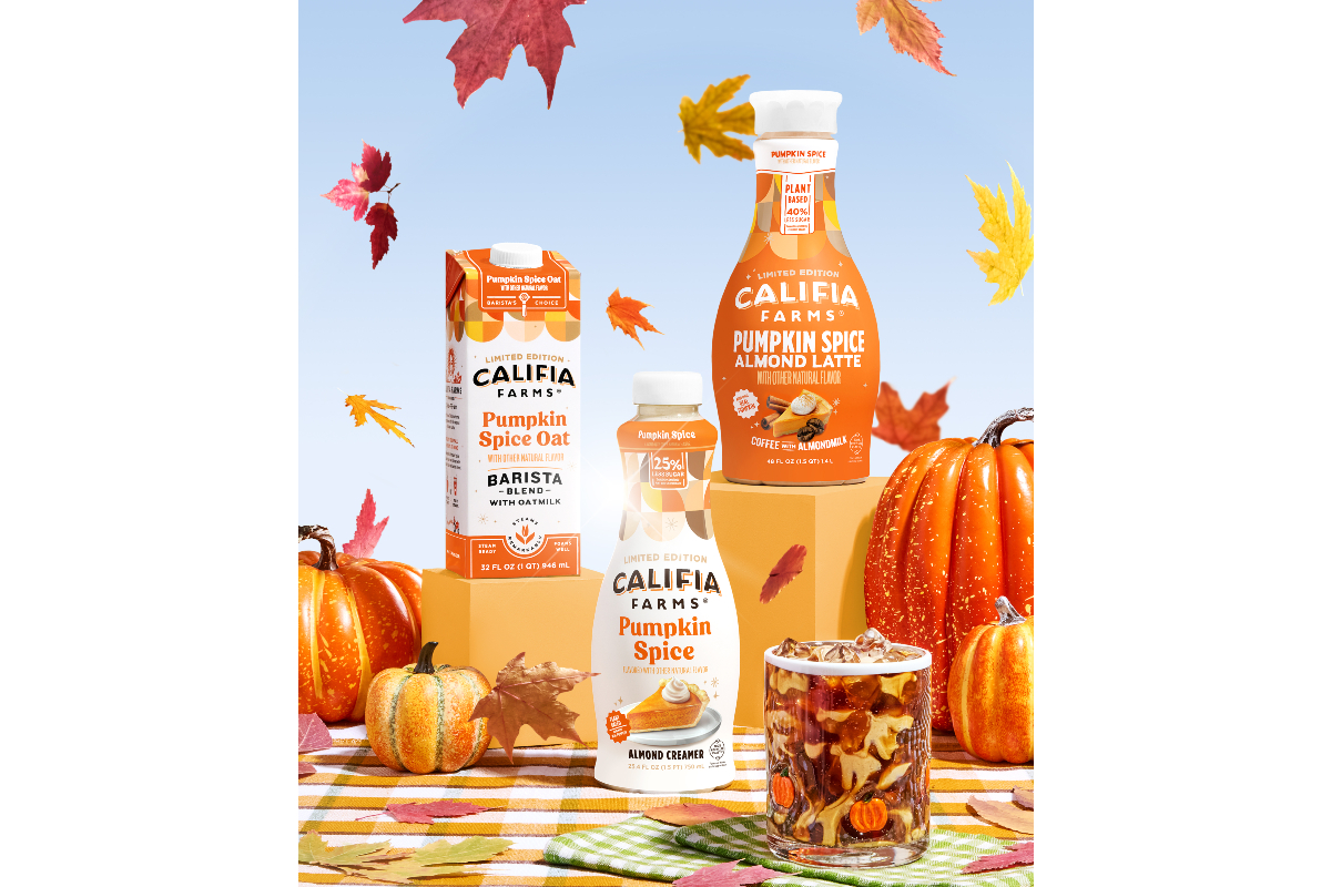 Califia Farms Pumpkin Spice fall flavors seasonal alternative dairy plant based latte oat milk