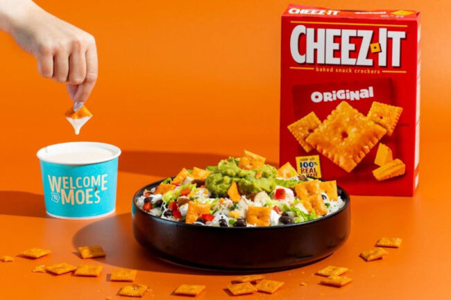 Moe's Cheez-It restaurants cheese snacks menu add-on cheese ingredients