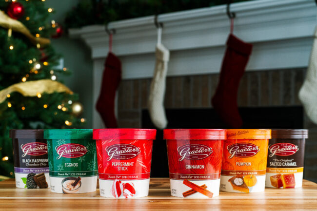 Graeter's Ice Cream limited edition holiday flavors small batch pumpkin cinnamon peppermint stick eggnog winter fall limited time